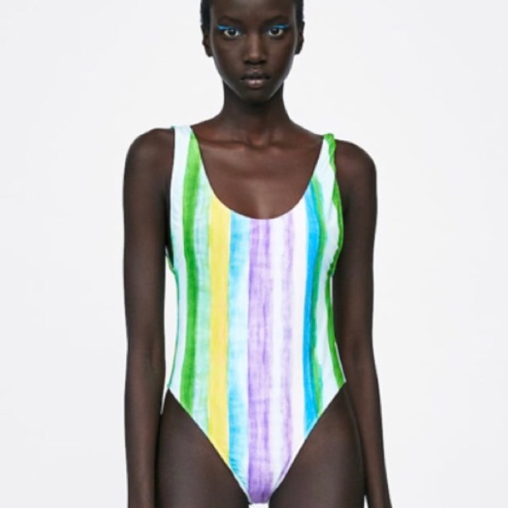 ZARA Striped One Piece Swim